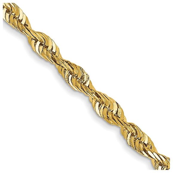 14k Yellow Gold 18 inch 2.25mm Extra Light Diamond-cut Rope Lobster Clasp Chain